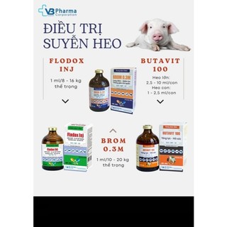 Thuốc thú y FLODOX INJ chai 100ml trị hô hấp hen khẹc suyễn trên chó mèo dê bò gia câm VB Pharma