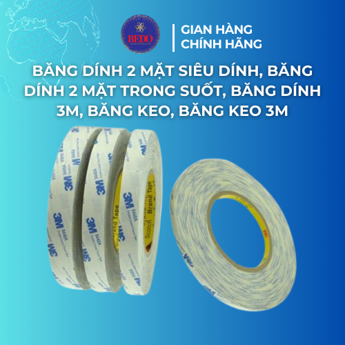Băng Dính 3M 9448A BEDO 2 Mặt Siêu Mỏng 0.15mm Cuộn 50m Độ Dính Cao Dán Đa Năng Chuyên Dụng