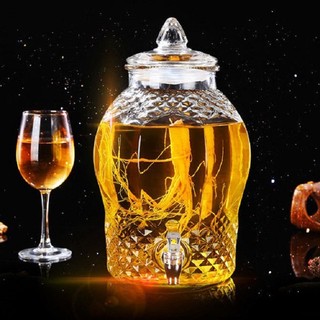 Bình Thủy Tinh Kim Cương Có Vòi Ngâm Hoa quả , Ngâm Rượu , Siro  Hàng Dầy Cao Cấp