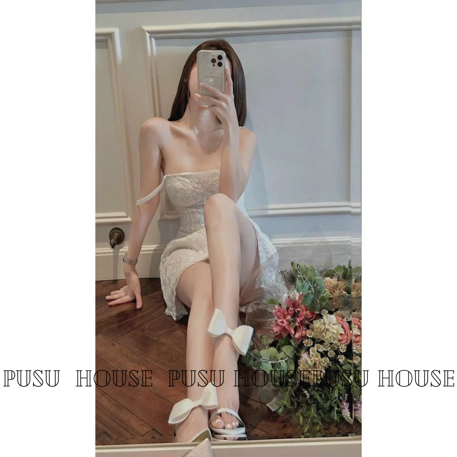[Hàng sẵn-y hình 100%]Đầm dự tiệc 2s ren cao cấp tiểu thư xinh xắn-PUSU HOUSE
