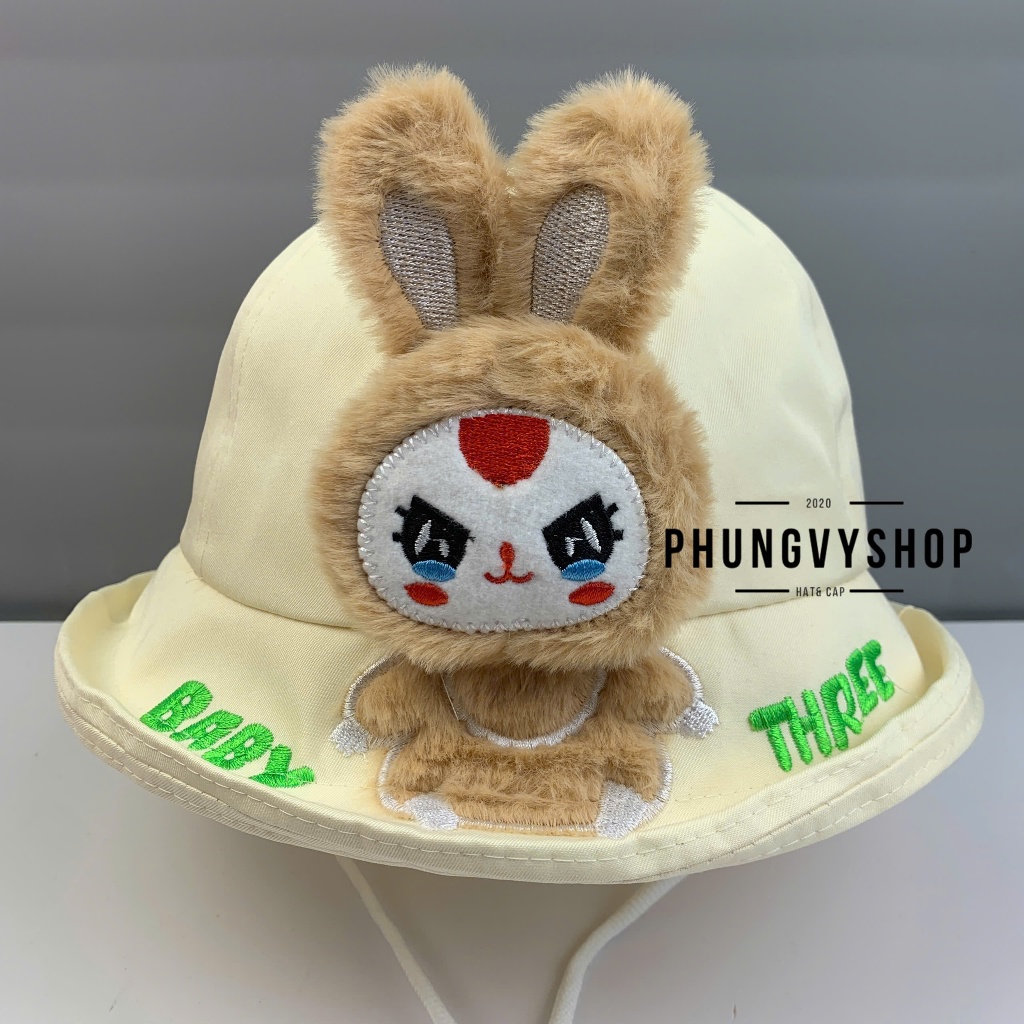 CÓ Size BÉ TỪ 2 Tuổi đến LỚN_Mũ bucket tai bèo vành trai gái trẻ em phungvyshop-nón /Bo Kaki LẬT BABY THREE "CN"   /