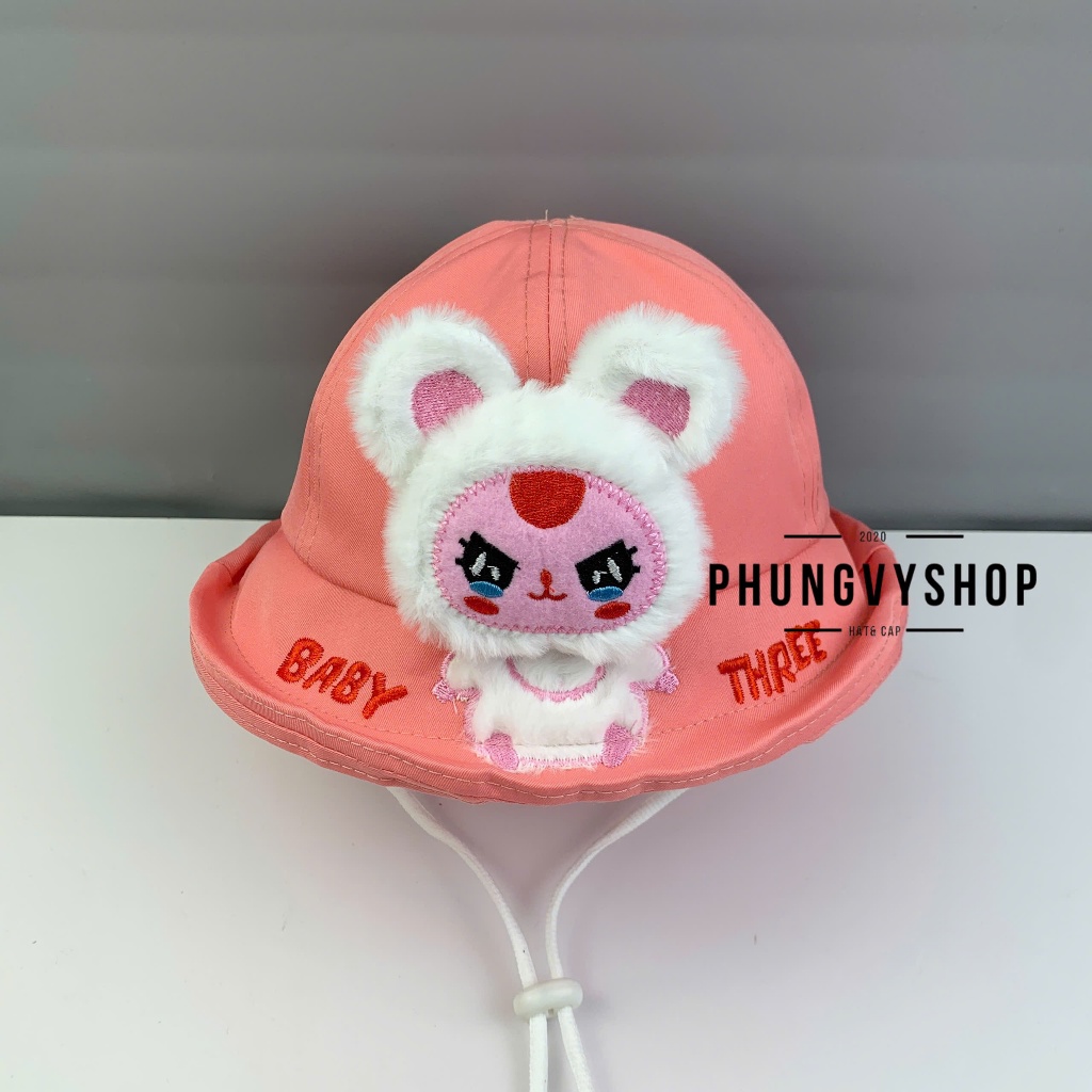 CÓ Size BÉ TỪ 2 Tuổi đến LỚN_Mũ bucket tai bèo vành trai gái trẻ em phungvyshop-nón /Bo Kaki LẬT BABY THREE "CN"   /