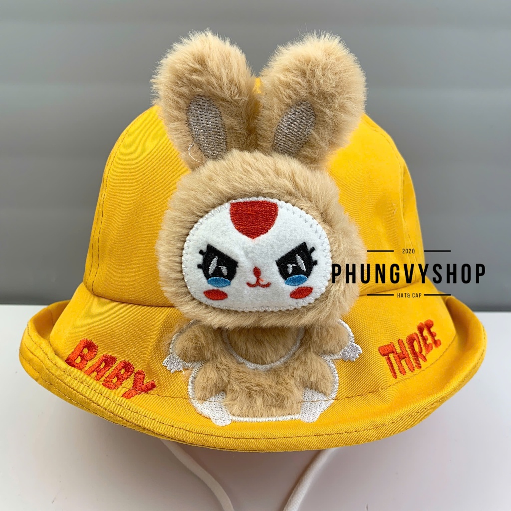 CÓ Size BÉ TỪ 2 Tuổi đến LỚN_Mũ bucket tai bèo vành trai gái trẻ em phungvyshop-nón /Bo Kaki LẬT BABY THREE "CN"   /