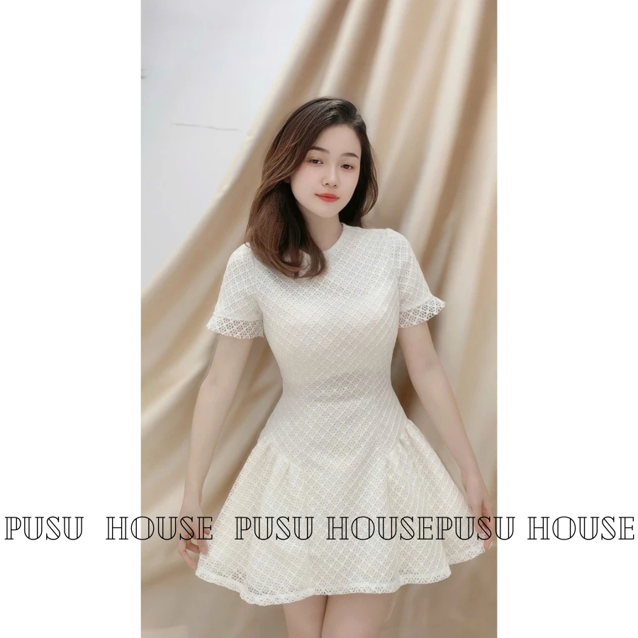 Váy Dự Tiệc Tiểu Thư Chất Ren Cao Cấp Xòe Bồng Xinh Xắn-PUSU HOUSE