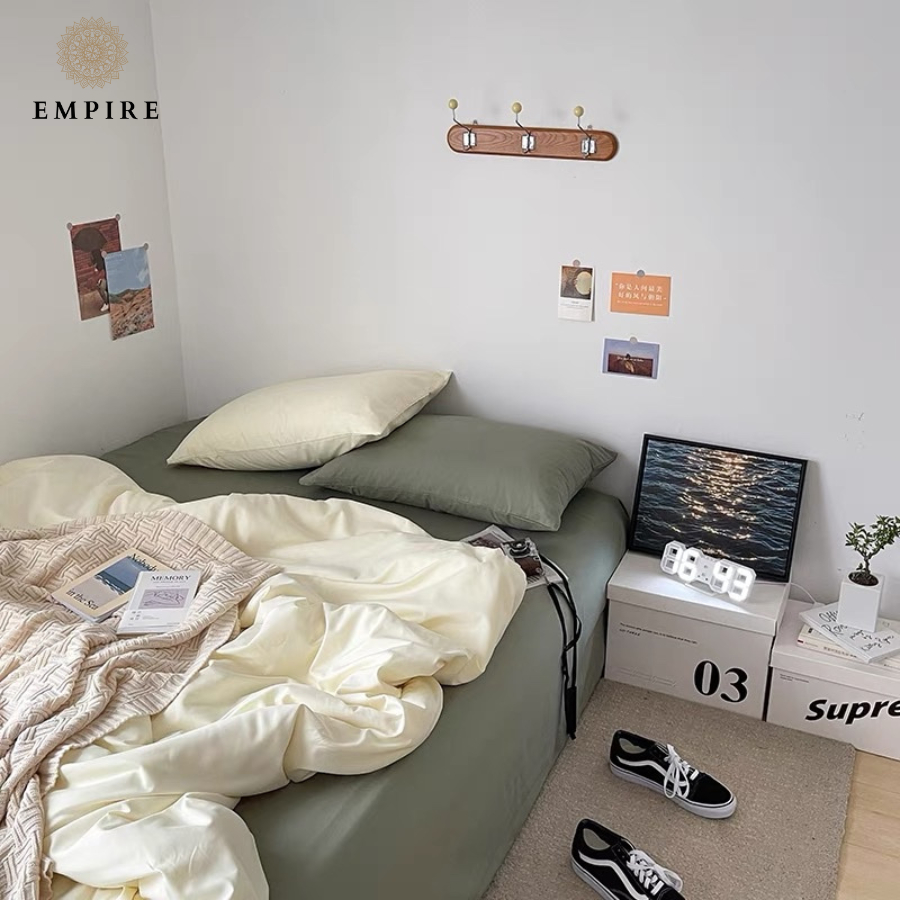 Bộ chăn ga gối cotton tici EMPIRE set 5 món ga trải giường bo chun drap đẹp - EMPIRE Bedding & Decor