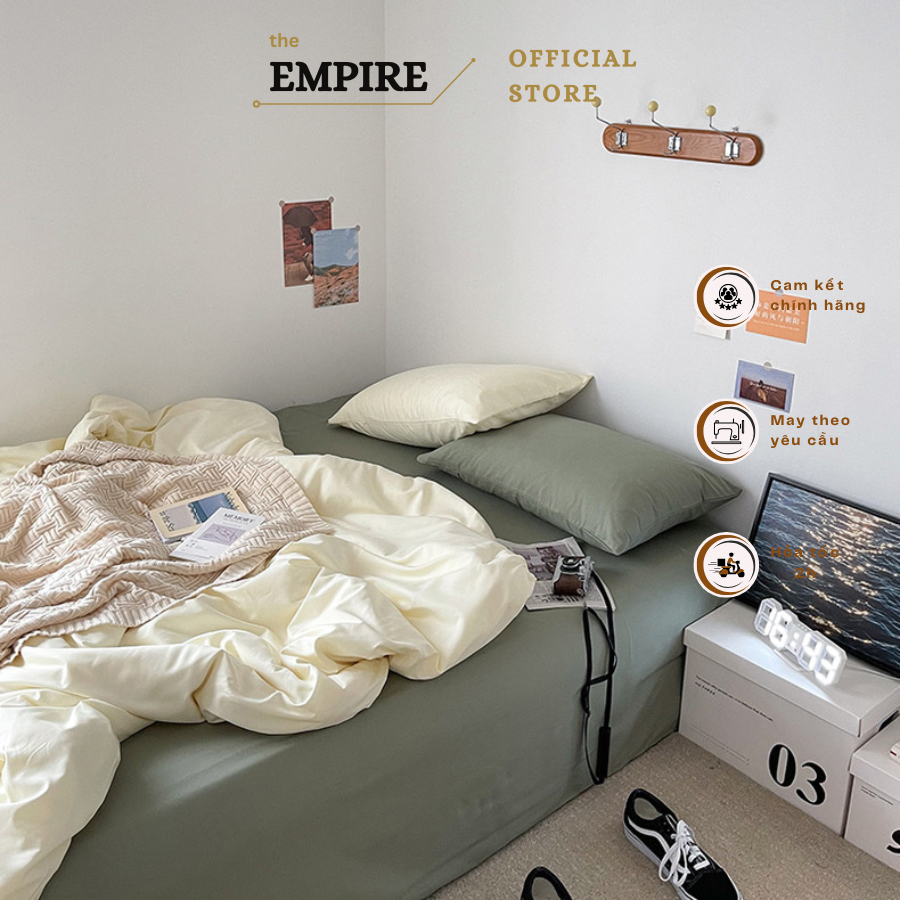 Bộ chăn ga gối cotton tici EMPIRE set 5 món ga trải giường bo chun drap đẹp - EMPIRE Bedding & Decor