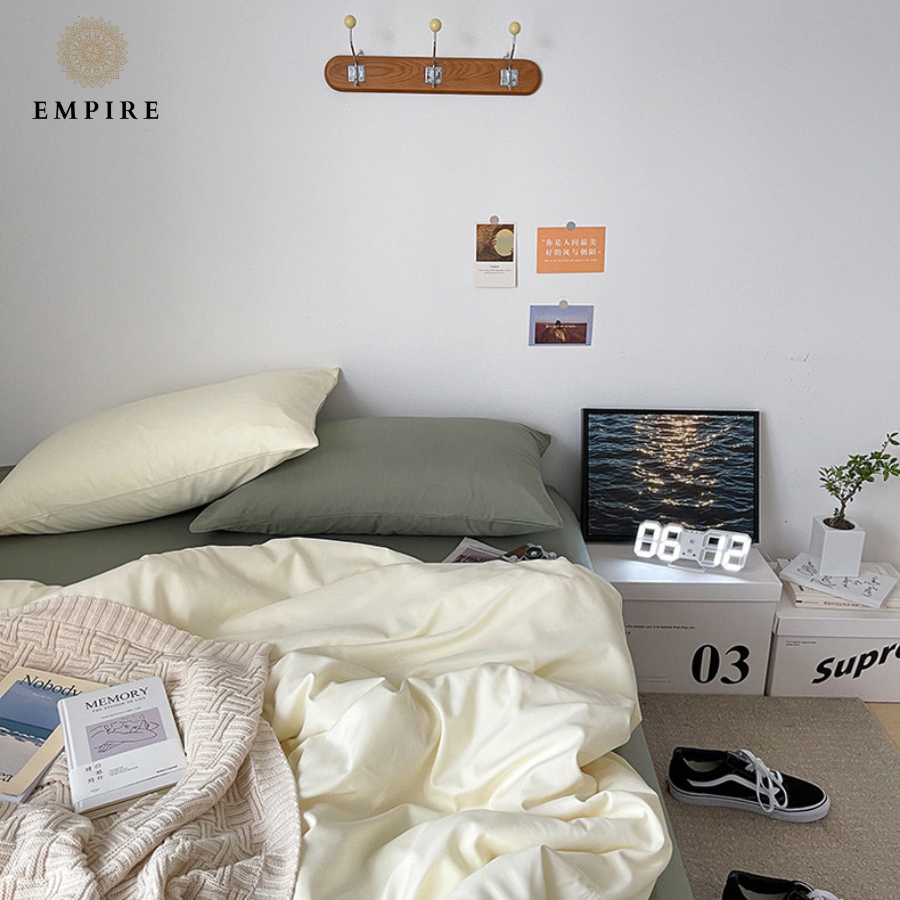 Bộ chăn ga gối cotton tici EMPIRE set 5 món ga trải giường bo chun drap đẹp - EMPIRE Bedding & Decor