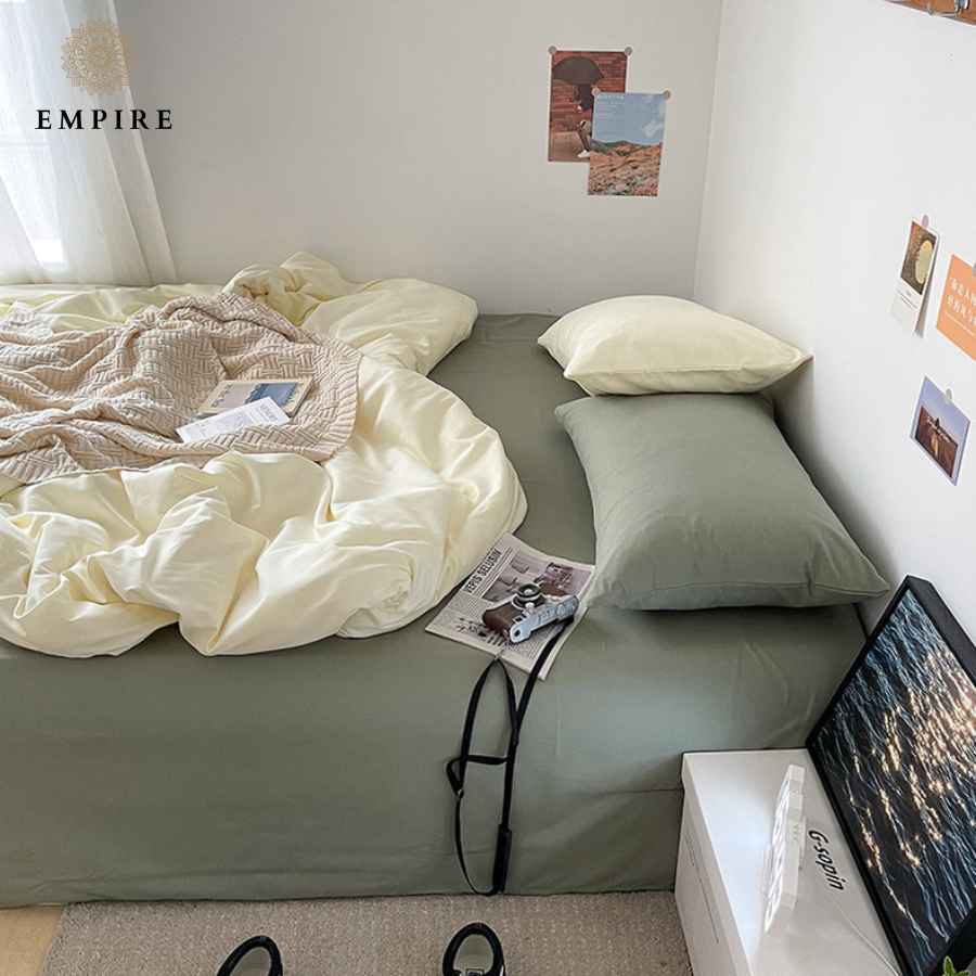 Bộ chăn ga gối cotton tici EMPIRE set 5 món ga trải giường bo chun drap đẹp - EMPIRE Bedding & Decor