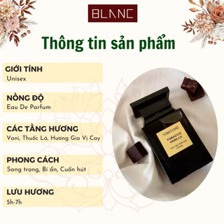Nước Hoa Unisex Chiết Tobaco Vanille BLANC PERFUME, Dầu Thơm Hương Cay Nồng, Bí Ẩn, Hiện Đại, Ấm Áp