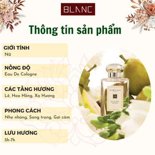 Nước Hoa Nữ Chiết English Pear & Freesia Cologne BLANC PERFUME, Dầu Thơm Hương Trái Cây Chypre, Gợi Cảm