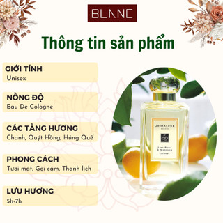 Nước Hoa Unisex Chiết Lime Basil & Mandarin BLANC PERFUME, Dầu Thơm Hương Cam Chanh, Tươi Mới, Quyến Rũ, Thanh Lịch