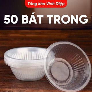 Chén Bát Nhựa Dùng 1 Lần QQ Combo 50 Chiếc - Đủ Kích Cỡ Nhỏ Vừa Lớn