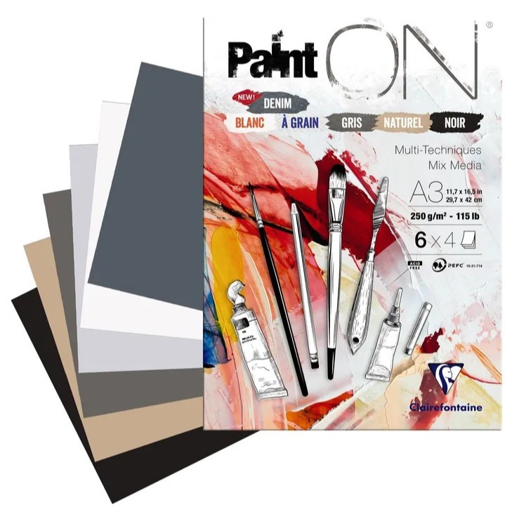 Clairefontaine Paint'On Multi-Technique Art Book - 32 Sheets 250gsm Black Pages 19x19cm
