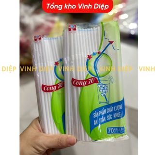 .Túi ống hút nhựa gập cong màu trắng uống nước mía, trà Tường Khang ( khoảng 60-70 ống tùy dợt hàng)