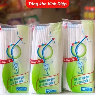 .Túi ống hút nhựa gập cong màu trắng uống nước mía, trà Tường Khang ( khoảng 60-70 ống tùy dợt hàng)