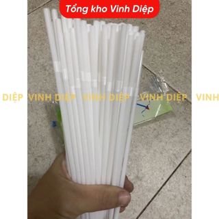 .Túi ống hút nhựa gập cong màu trắng uống nước mía, trà Tường Khang ( khoảng 60-70 ống tùy dợt hàng)