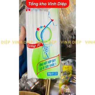 .Túi ống hút nhựa gập cong màu trắng uống nước mía, trà Tường Khang ( khoảng 60-70 ống tùy dợt hàng)