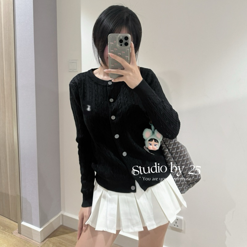 𝐬𝐭𝐮𝐝𝐢𝐨𝐛𝐲𝟐𝟓 | ÁO CARDIGAN LEN THỪNG LOGO NGỰA THÊU HÀNG QC | BigBuy360 - bigbuy360.vn