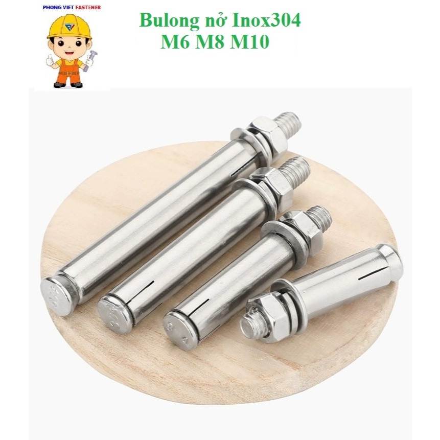 (INOX304) 5 cái M6, M8, M10 Bulong nở tắc kê nở inox304 M6 - M10