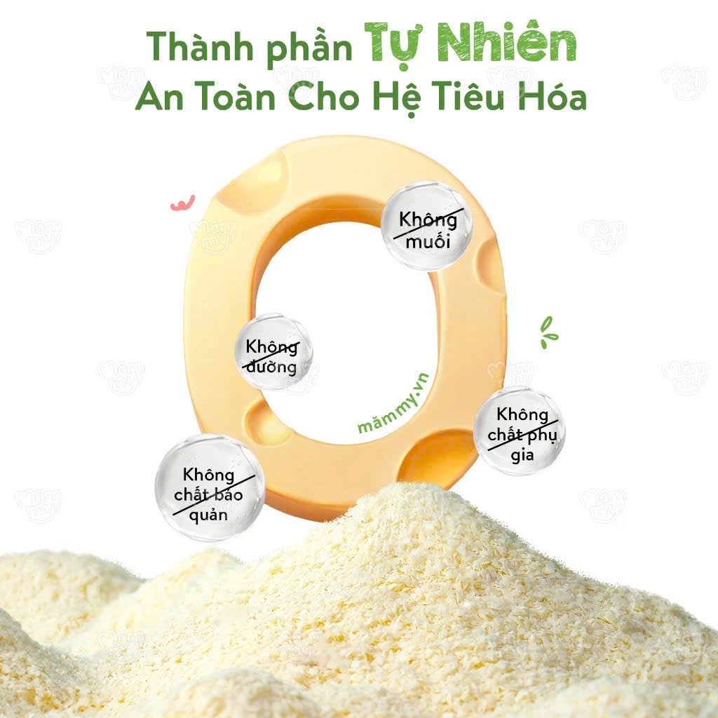 Phô mai tách muối Mămmy dạng bột kết hợp với rau củ tự nhiên bổ sung canxi và chất xơ cho bé 6 tháng