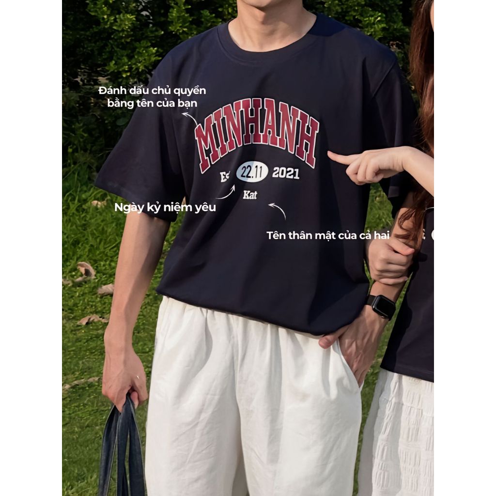 [ÁO THUN UNISEX IN TÊN] Áo T-Shirt Oversize In Tên Chất Liệu Cotton 100% 250gsm Thoáng Mát+CÓ HỘP