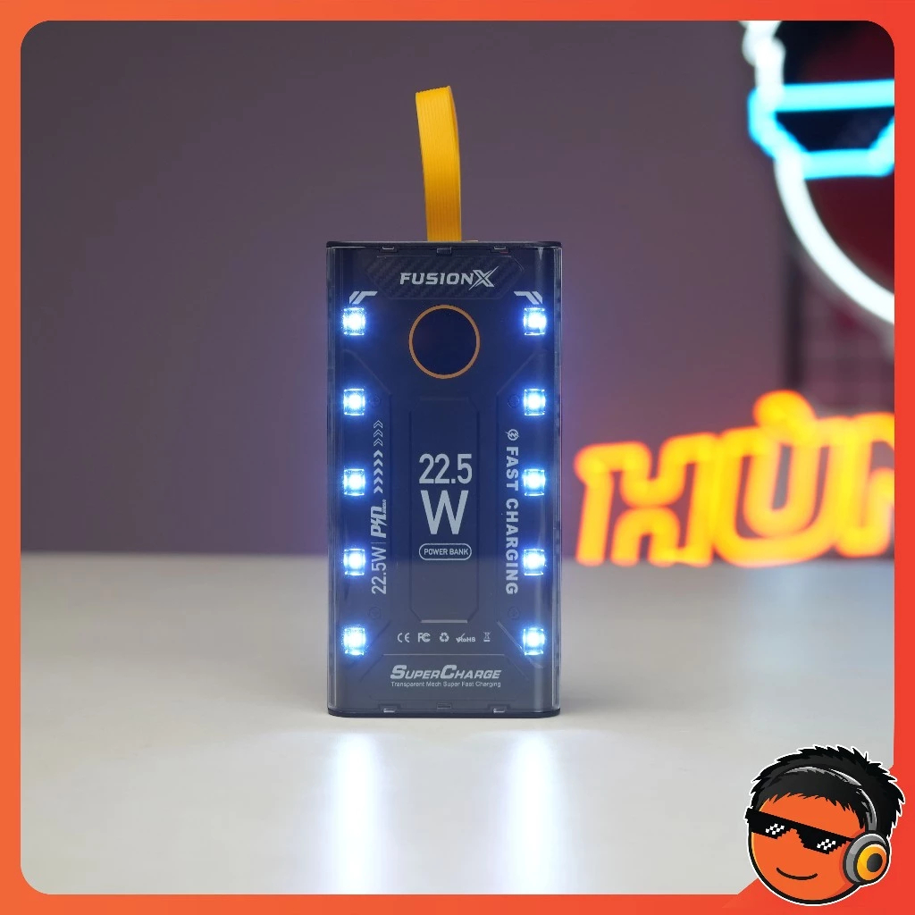 Sạc Dự Phòng 30000mAh Với 2 Cổng Sạc Nhanh 22.5w và PD 20W Kèm 4 Đầu Sạc Màn Hình LED RGB PKMALL