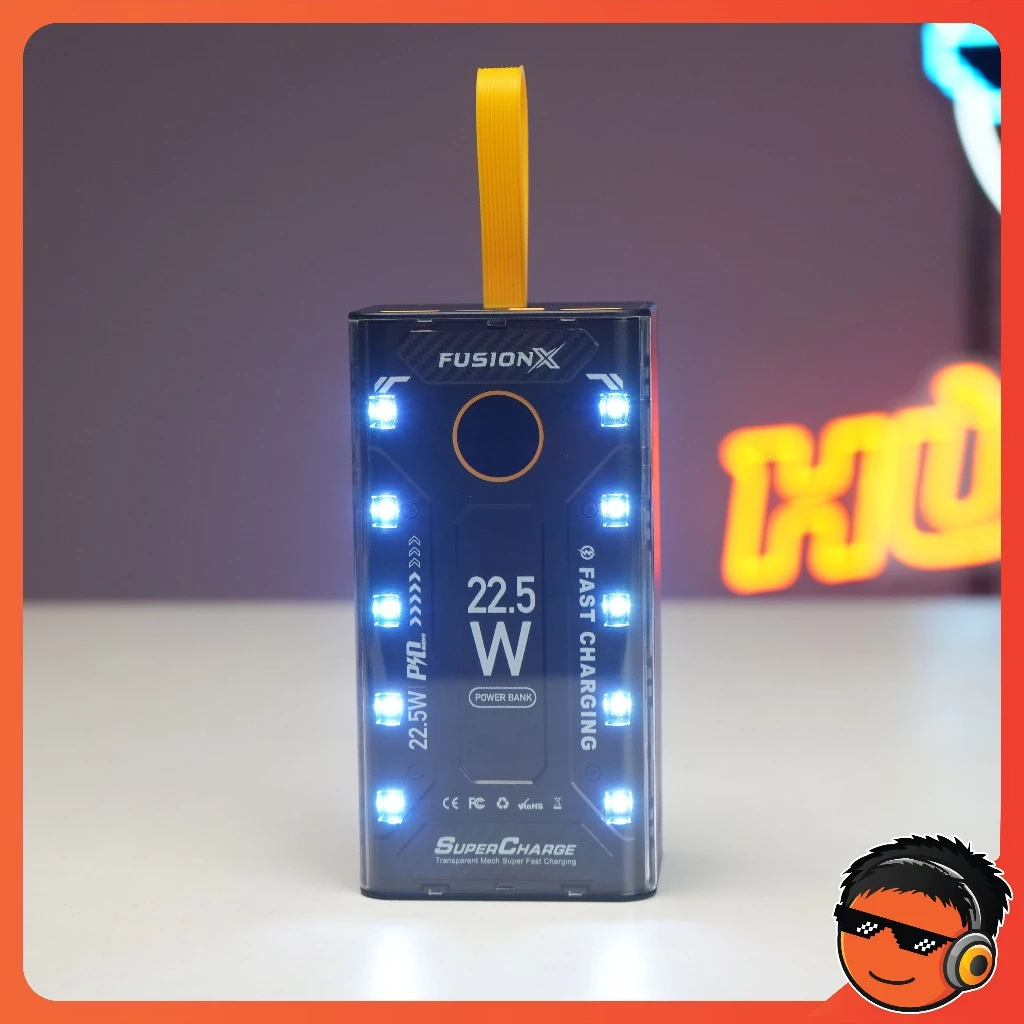 Sạc Dự Phòng 30000mAh Với 2 Cổng Sạc Nhanh 22.5w và PD 20W Kèm 4 Đầu Sạc Màn Hình LED RGB PKMALL