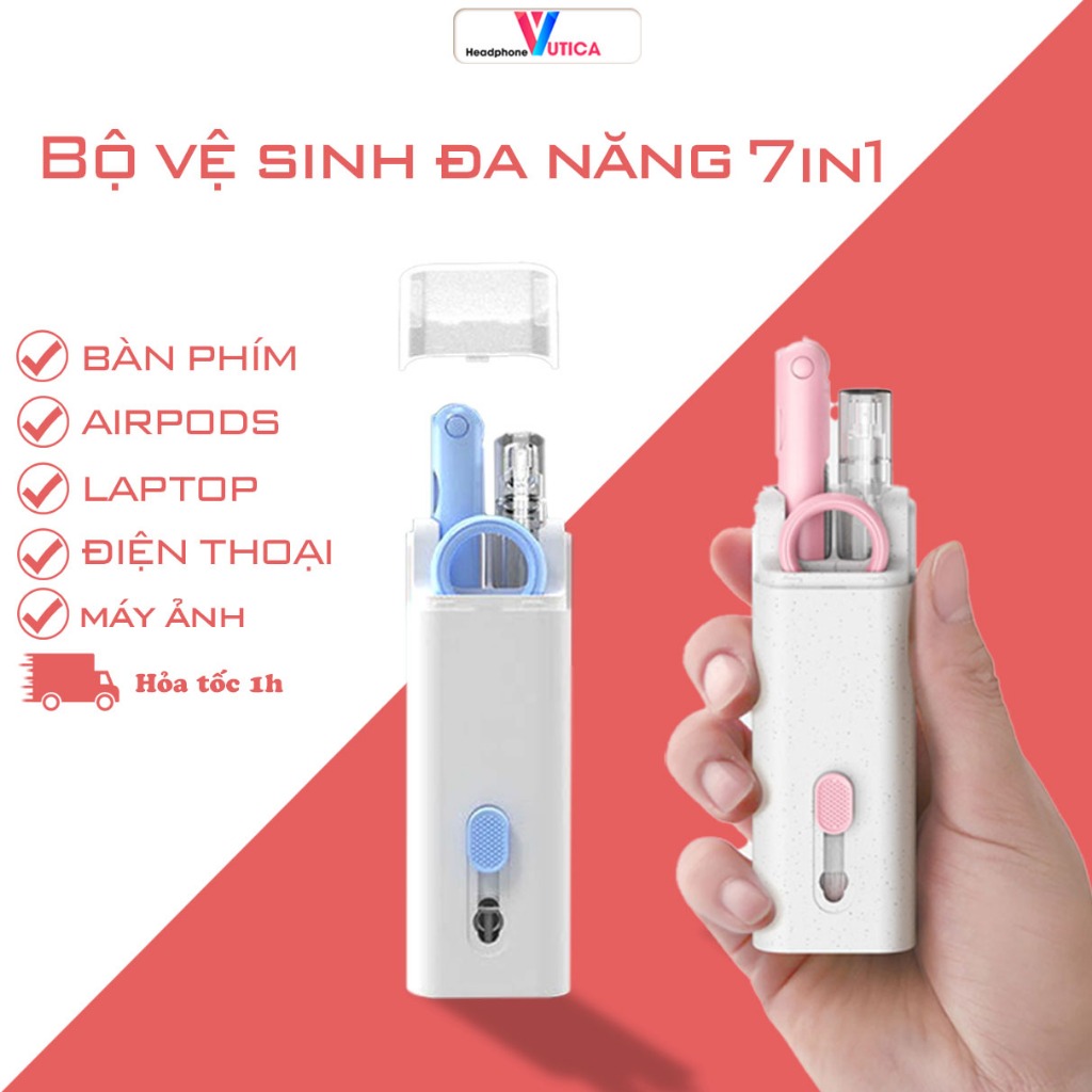 Product image Bộ Dụng Cụ Vệ Sinh Laptop - Máy tính - Bàn phím - Tai nghe Airpod 7 in 1 siêu nhỏ gọn, 10 in 1 New 1