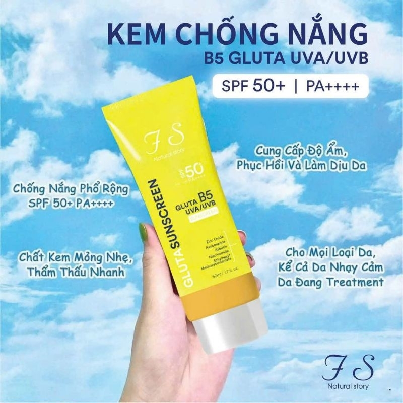 b5 glutathione Kem chống nắng B5 Glutathione nâng tone SPF 50+++PA ức chế Nám Hàn Quốc  50ml