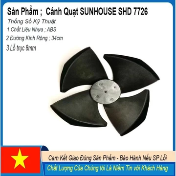 Cánh quạt hơi nước 34cm trục 8 quay ngược | Cánh quạt hơi nước SUNHOUSE SHD 7726 7727