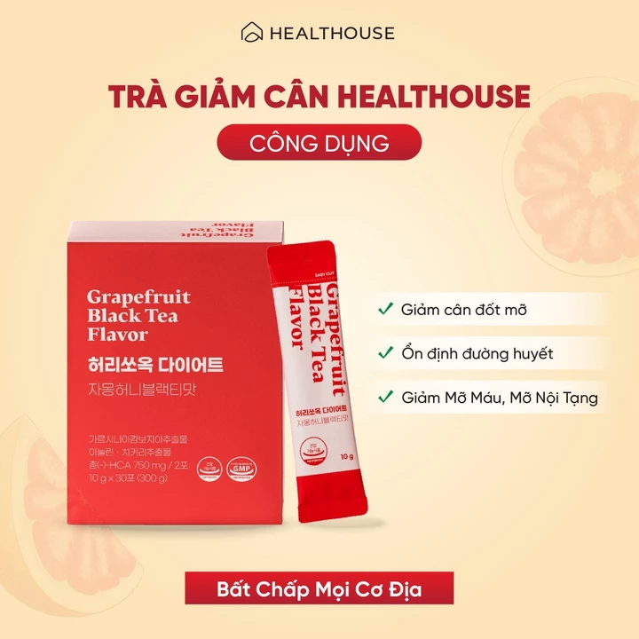 Tách lẻ giảm cân - Trà Giảm Cân Healthouse Grapefruit Black Tea Flavor - Giảm Mỡ, Ổn Định Đường Huyết, Hỗ Trợ Tiêu Hóa