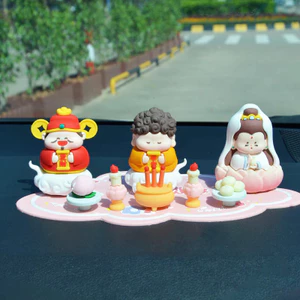 Set bàn thờ Thần tài, Phật tổ, Bồ tát mini dễ thương trang trí để bàn, taplo ô tô