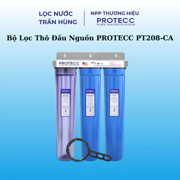 Bộ Lọc Thô Đầu Nguồn 3 Cấp Lọc PROTECC PT208-CA 20 Inch - Lọc Tổng, Kim Loại Nặng, Canxi, Mềm Nước