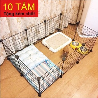 10 Tấm Quây Chuồng Chó Mèo Siêu Hot, Lưới Sắt Lắp Tủ Kệ Tặng Kèm Chốt và Búa Gỗ - H2 Store