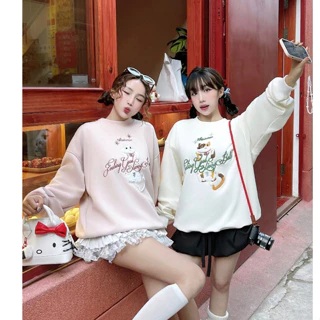 Áo sweater nỉ form rộng hình mèo "Miao" Sweater AIAI OFFICIAL thêu logo thương hiệu