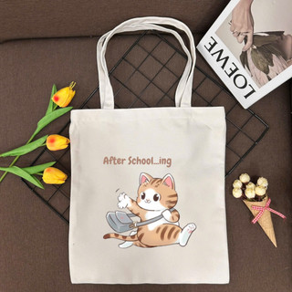Túi tote, Túi vải bố canvas cotton Mèo vàng cute vai đi học đi chơi thời trang hàn quốc đựng vừa A4 - tot2015