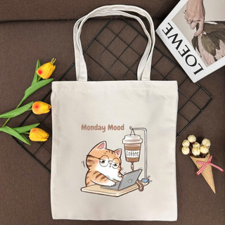 Túi tote, Túi vải bố canvas cotton Mèo vàng cute vai đi học đi chơi thời trang hàn quốc đựng vừa A4 - tot2015