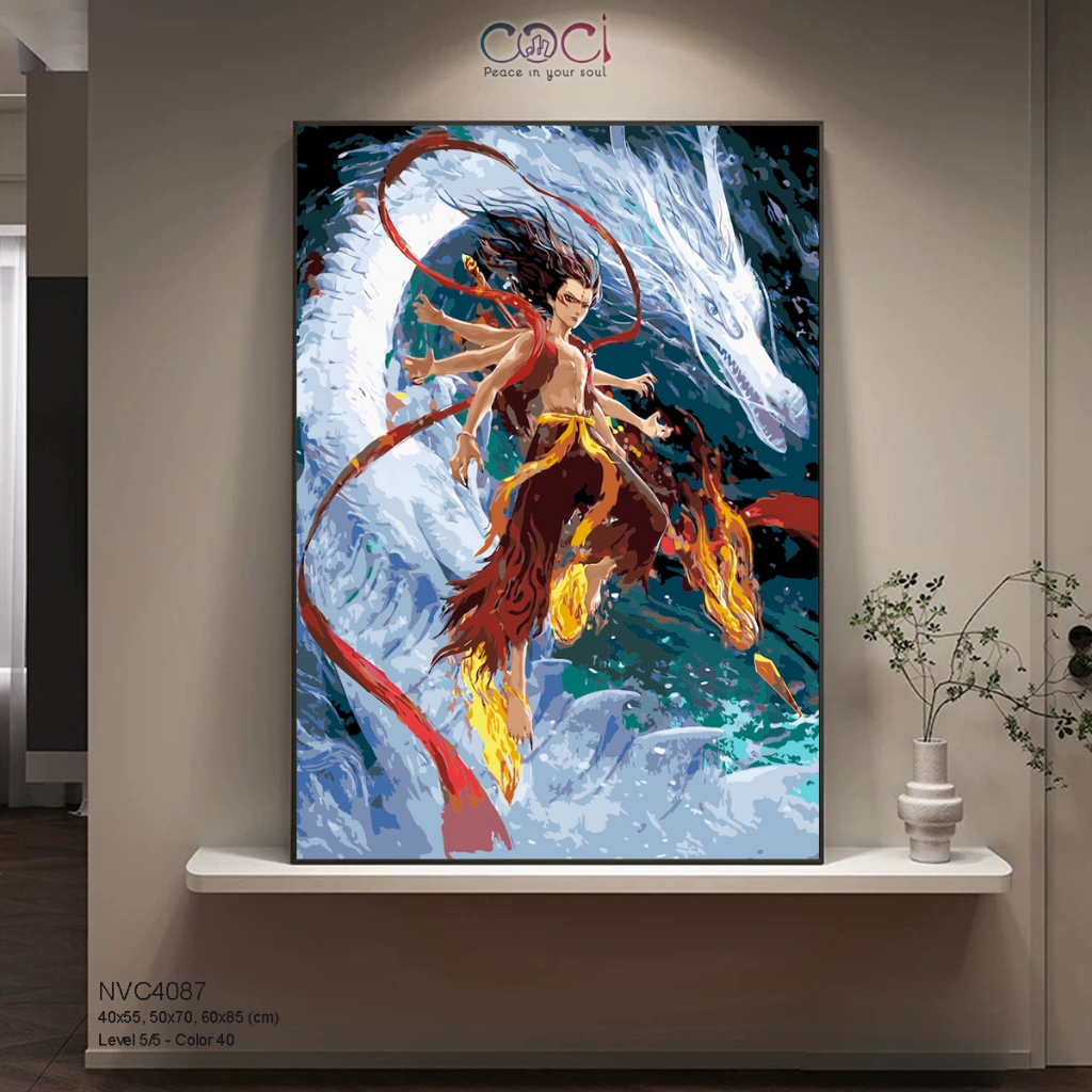 Tranh tô màu số hoá Natra Ngao Bính Ma Đồng Náo Hải COCI có khung đã căng size lớn NVC4087