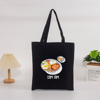 Túi tote, Túi vải bố canvas cotton Ẩm thực Việt Nam đeo vai đi học đi chơi thời trang hàn quốc đựng vừa A4 - tot2016