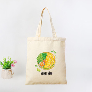 Túi tote, Túi vải bố canvas cotton Ẩm thực Việt Nam đeo vai đi học đi chơi thời trang hàn quốc đựng vừa A4 - tot2016