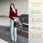 Set bộ áo quần GUMIN thiết kế áo body suit có khóa cổ và quần jean dáng suông rộng sang trọng cao cấp