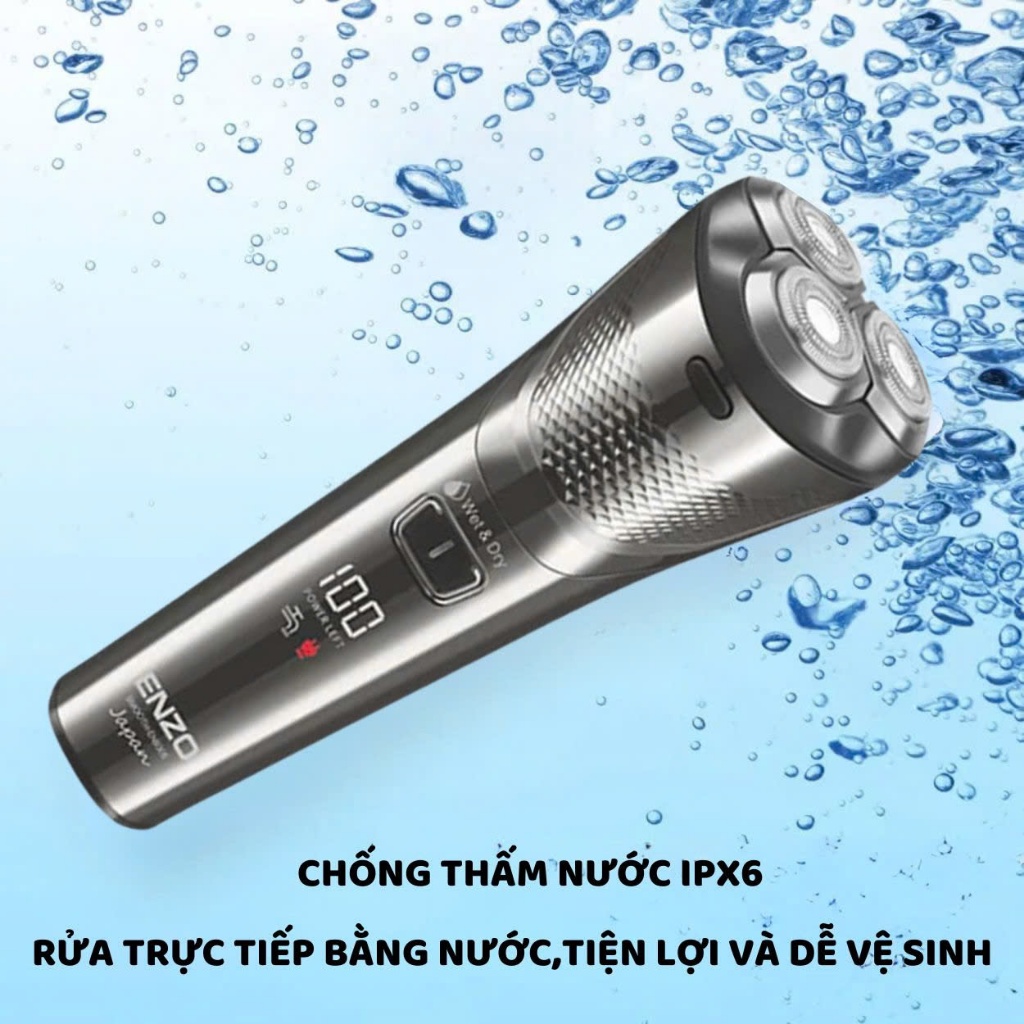 Ảnh Máy cạo râu điện ENZO 9305 lưỡi dao xoay,lưỡi cạo nổi 3D ôm mặt,pin sạc siêu bền,chống nước ipx6 bh 5 năm 3
