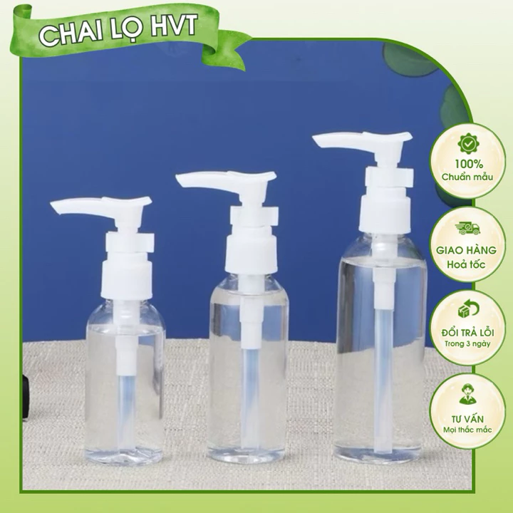 15ml 20ml 30ml 50ml 100ml Chai Nhựa Pet Vòi Nhấn Chiết Mỹ Phẩm (Dầu Gội, Sửa Tắm, Gel Rửa Tay) - Lọ Bình Đựng Mĩ Phẩm