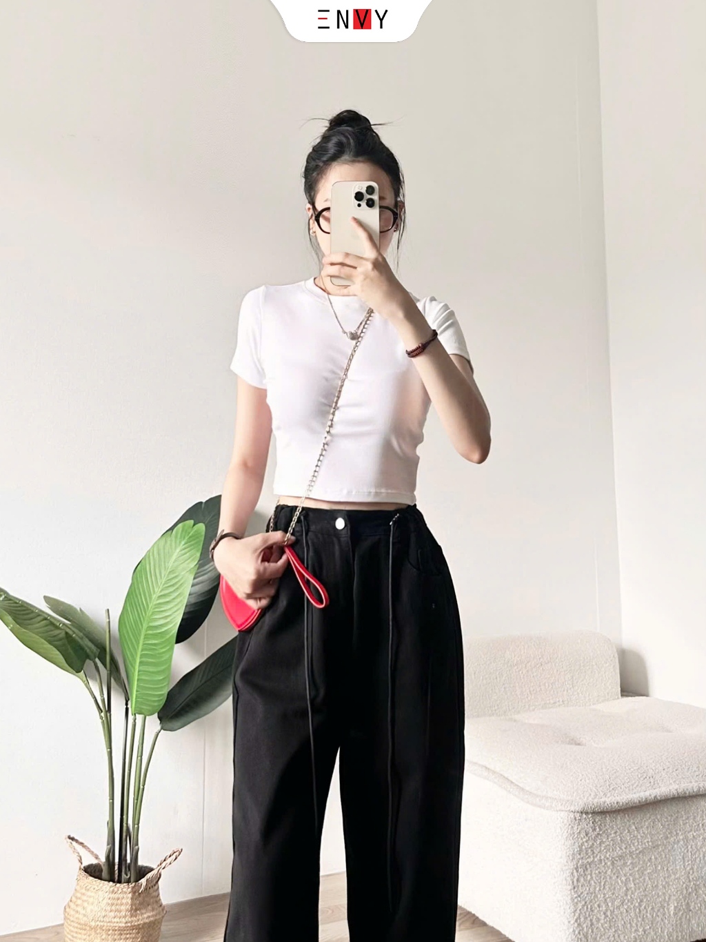 Ảnh Quần Jean Suông Nữ Rộng Dáng Dài Lưng Thun Sau ENVY J160 4