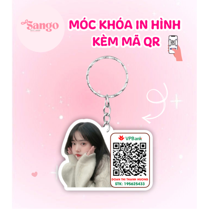 Móc khoá in hình kèm mã qr theo yêu cầu siêu tiện lợi - Quà tặng Sango