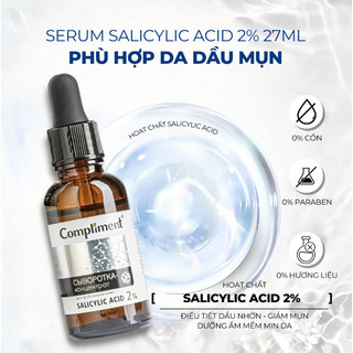Serum BHA 2%Compliment 27ML giúp làm sạch sâu, giảm mụn, se lỗ chân lông, kiềm dầu trên da của Nga