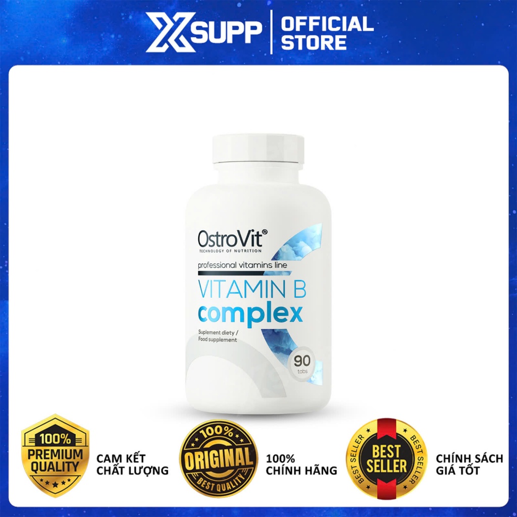 Ostrovit Vitamin B Complex - Viên uống bổ sung Vitamin B tổng hợp hỗ trợ sức khỏe, 90 Viên