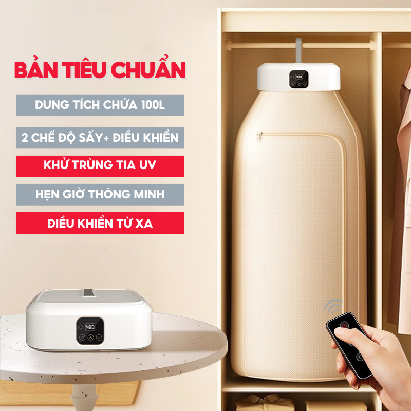 Máy sấy quần áo gấp gọn, tủ sấy quần áo với 2 chế độ sấy công suất 600W tiện dụng cho gia đình