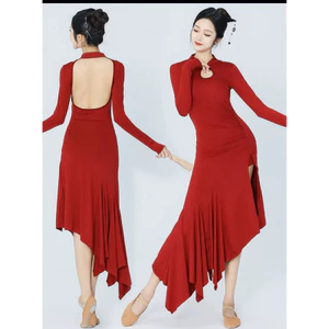 Trang phục múa cổ điển tay dài xẻ cao co giãn/ trang phục múa biểu diễn