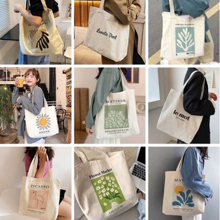 Túi tote, Túi vải bố canvas cotton ulzzang vintage đeo vai đi học đi chơi thời trang hàn quốc đựng vừa A4 - tota2018
